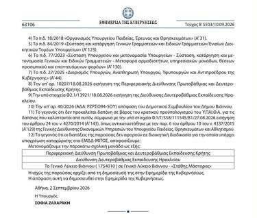 Λύκειο Βιάννου, ΦΕΚ