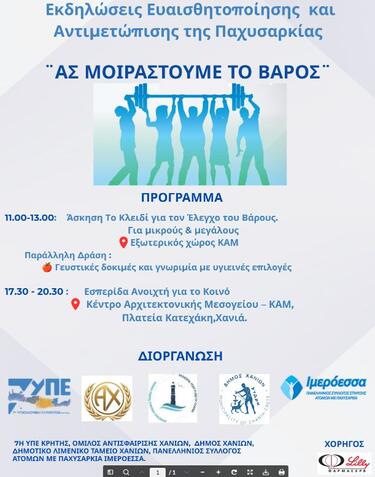 «Ας Μοιραστούμε το Βάρος»: Δράσεις ενημέρωσης για την παχυσαρκία στα Χανιά