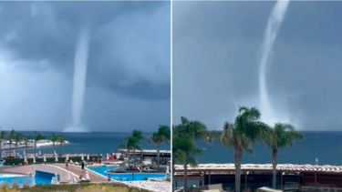 Εντυπωσιακός υδροστρόβιλος κοντά στην ακτή της Χαλκιδικής