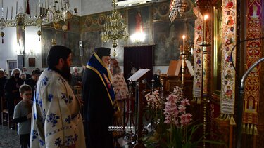Ο Μητροπολίτης Αργολίδας στην ακολουθία του Ακάθιστου Ύμνου στον Ιερό ναό Ευαγγελισμού της Θεοτόκου στα Φίχτια Αργολίδος