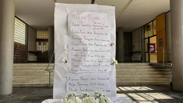 Επιμνημόσυνη δέηση για τους φοιτητές του ΑΠΘ που σκοτώθηκαν στα Τέμπη