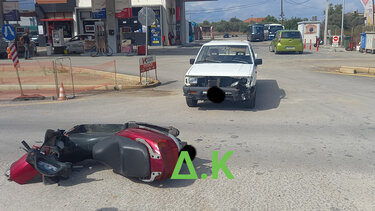 Τροχαίο στα Χανιά: Μοτοσικλέτα συγκρούστηκε με αγροτικό