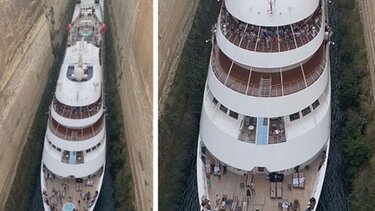 Κρουαζιερόπλοιο "γλύφει" τις πλευρές του Ισθμού της Κορίνθου