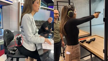 Viral η παρουσιάστρια που εμφανίζεται στην εκπομπή της με όπλο