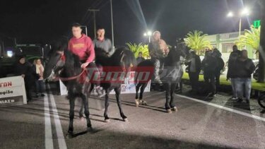 Μπλόκο με... άλογα από τους αγρότες της Αιγιάλειας! 