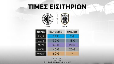 ΟΦΗ-ΠΑΟΚ εισιτήρια