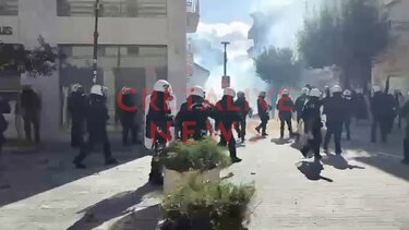 Τέμπη κινητοποίηση Ηράκλειο επεισόδια