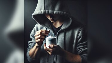 νεαρός που κρατάει λευκή σκόνη