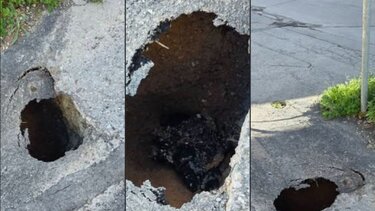 Ηράκλειο: Τεράστια τρύπα στη μέση του δρόμου “απειλεί” πεζούς και οδηγούς!