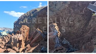 Μεγάλη κατολίσθηση στην Αγία Πελαγία: Αποκολλήθηκε μπαλκόνι, κομμάτι από βουνό έπεσε στη θάλασσα!