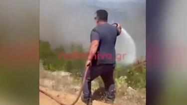Σε ύφεση η πυρκαγιά σε αγροτοδασική έκταση στην Πέτρα Βοιωτίας