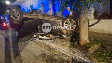 Τροχαίο τα ξημερώματα στην Παρηγοριά Χανίων – Τούμπαρε αυτοκίνητο, δύο επιβάτες εγκατέλειψαν το σημείο