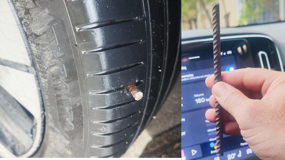 Η λακκούβα είχε και... "δώρο" ένα σίδερο 