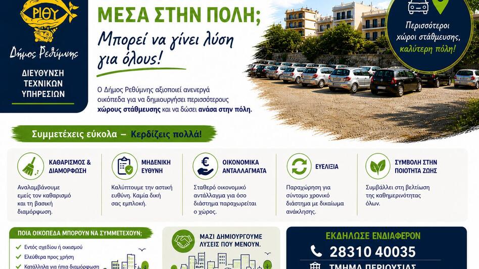 Ρέθυμνο: Αναξιοποίητα οικόπεδα... για την επίλυση του προβλήματος στάθμευσης