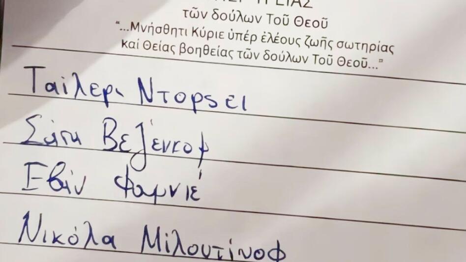 Ο Γιάννης Βαρδής ανέβασε φωτογραφία με τα ονόματα παικτών του Ολυμπιακού γραμμένα στις… προσευχές «υπέρ υγείας»