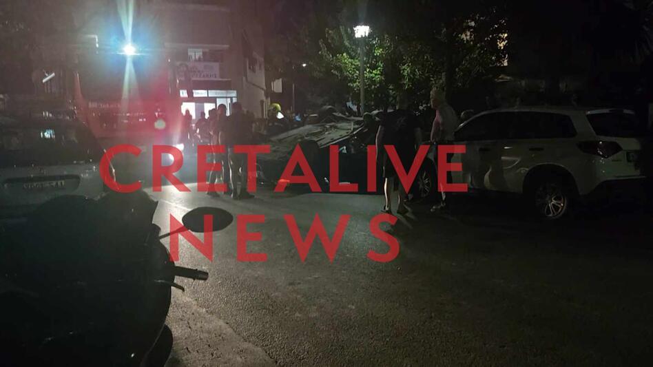 Τροχαίο στο Ηράκλειο με την ανατροπή οχήματος!