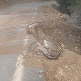 Προσοχή στον δρόμο έξω από τον Τσούτσουρα - Υποχώρησε το οδόστρωμα