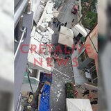 Μπαλκόνι έπεσε πάνω σε πάγκους λαϊκής αγοράς στο Ηράκλειο! - Βίντεο και φωτογραφίες